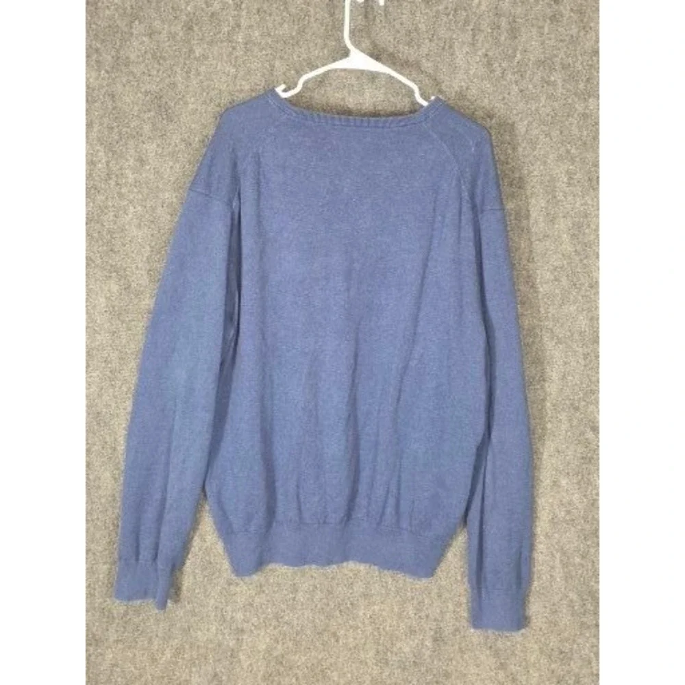 Polo‎ Ralph Lauren Mens V Neck Sweater Pima Cotton Blue Mouse Graphic XXL Preppy